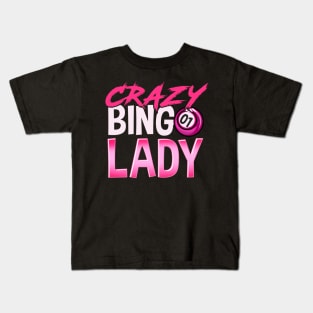 Crazy Bingo Lady design for a Lottery and Bingo Player Kids T-Shirt